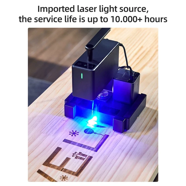 LaserPecker 2 Deluxe Version 5W félvezető lézeres kézi lézerjelölő, gravírozó és vágógép forgóhengerrel, Power Bankkal