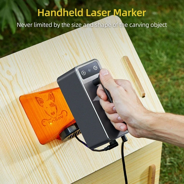 LaserPecker 2 Deluxe Version 5W félvezető lézeres kézi lézerjelölő, gravírozó és vágógép forgóhengerrel, Power Bankkal