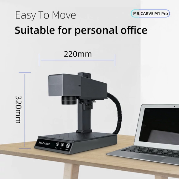 MR.CARVE M1 Pro lézergravírozó asztali jelölő és gravírozó gép forgó rögzítéssel és hengerrel
