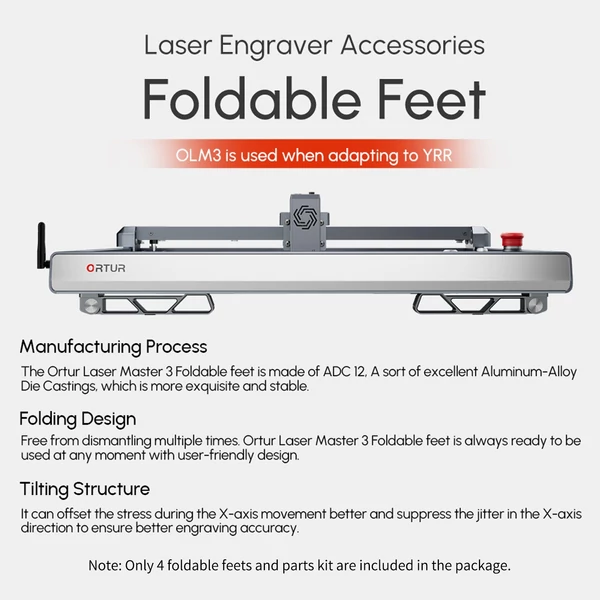 ORTUR Laser Master 3 gravírozó tartozék 4 DB FFT1.0 összecsukható lábak billenő szerkezet