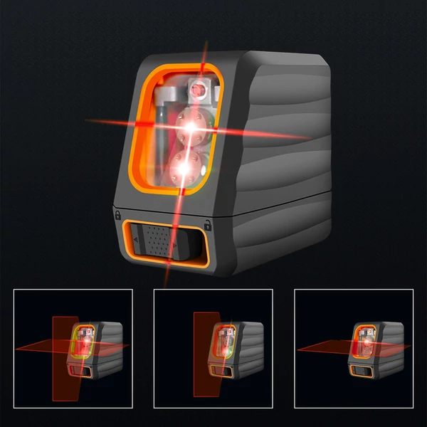 Keresztvonalas lézerszintező 15 m önszintező vízszintes és függőleges 10 fokozatú fényerő 4 üzemmód - Piros sugárnyaláb, konzol nélkül