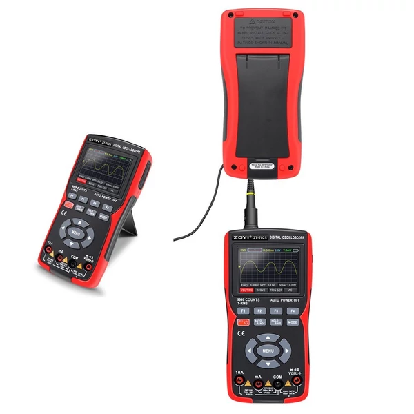 2 az 1-ben digitális oszcilloszkópos multiméter 48 MSa/s mintavételezési sebesség 10 MHz sávszélesség 9999 valós RMS 2,8 hüvelykes IPS színes kijelző