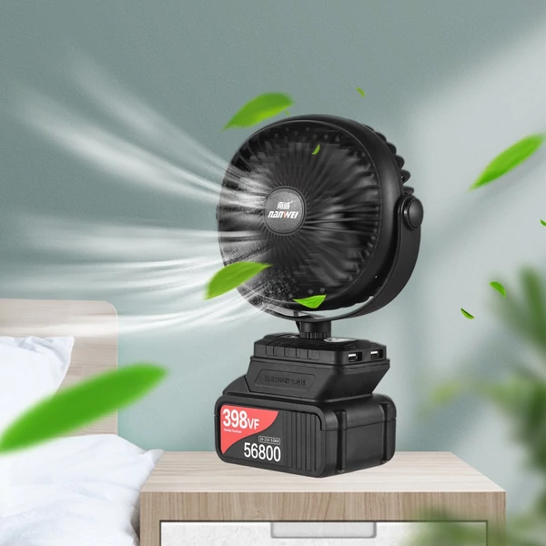 Mini hordozható lítium elektromos kültéri kempingventilátor, alacsony zajszint 360°-ban forgatható, 2 sebességfokozat - 3,0 Ah akkumulátor