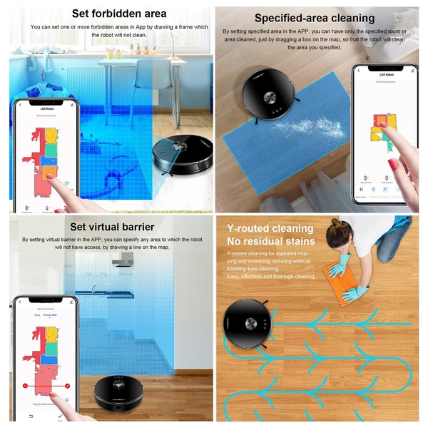 LIECTROUX XR500 automata robotporszívó, 5000 Pa erős szívású LDS navigációs APP Távirányító Intelligens hangvezérlés Nedves felmosási mód