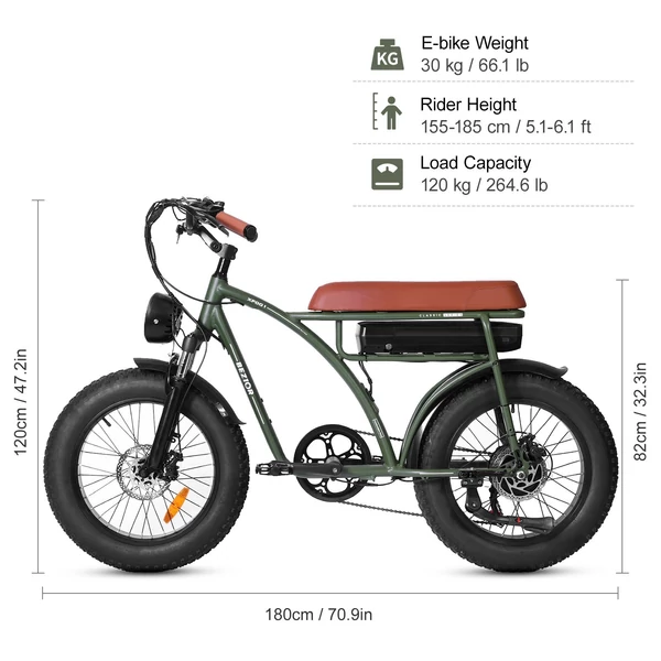 BEZIOR XF001 elektromos kerékpár 48V 1000W 12.5AH akkumulátor Max sebesség 45km/h - Zöld