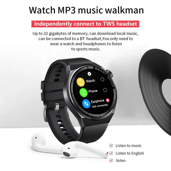ST5 MAX 1,45 hüvelykes okosóra, vízálló IP67, BT5.0 fitneszkövetővel, MP3 lejátszóval - Fekete, változat 3