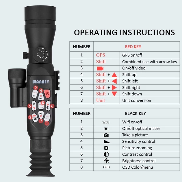 WANNEY Shimmer éjjel látó távcső monokuláris 1080p Wifi GPS éjszakai élővilág megtekintésére, keresésére, felfedezésére