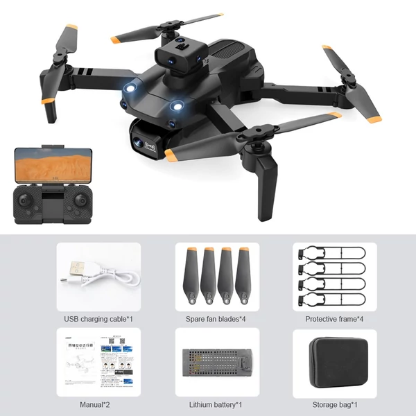 S172 MAX 5G WIFI FPV 4K kamera, 5 oldalas, akadályelkerülő, összecsukható drón tárolótáskával - Fekete, 1 akkumulátor, Optikai áramlási pozicionálás