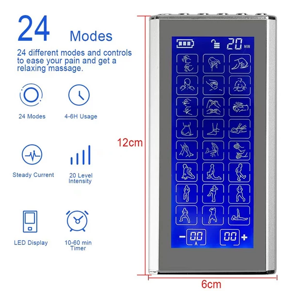 Pulse Digital Meridian Therapy elektronikus pulzusmasszírozó gép 24 üzemmódú izomstimulátor fájdalomcsillapító