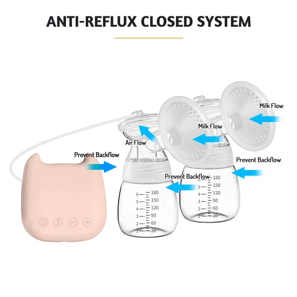 Hordozható, automata elektromos dupla mellszívó készlet - Pink