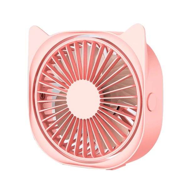 Hordozható asztali mini ventilátor USB 360°-ban forgatható, állítható sebességgel, alacsony dB - Pink