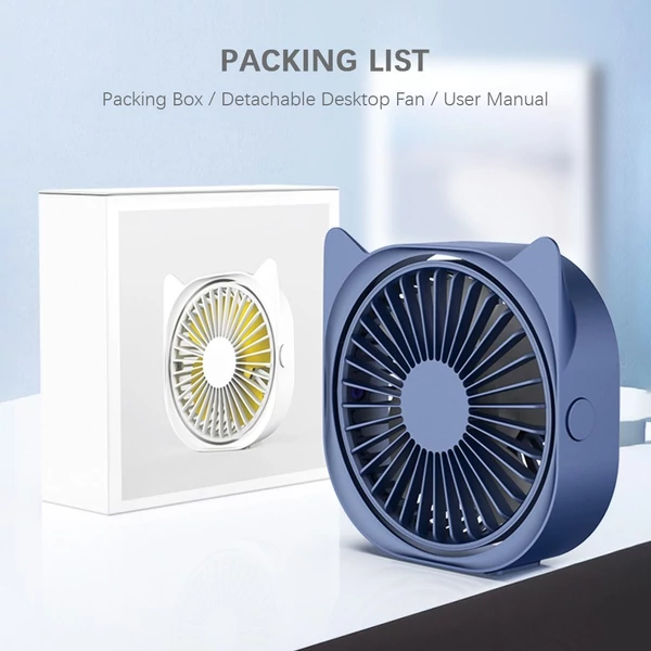 Hordozható asztali mini ventilátor USB 360°-ban forgatható, állítható sebességgel, alacsony dB - Zöld