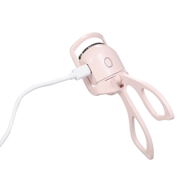 USB újratölthető elektromos fűtött szempilla göndörítő 2 állítható hőmérsékletű szempillaspirál kefével - Pink