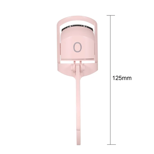 USB újratölthető elektromos fűtött szempilla göndörítő 2 állítható hőmérsékletű szempillaspirál kefével - Pink