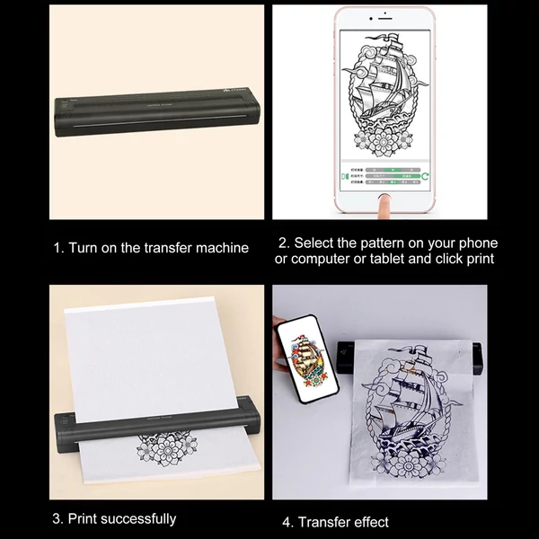 USB tetováló transzfer stencil gép 15 db tetováló papírral - Fehér