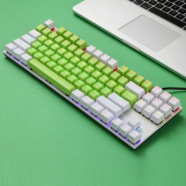 iBlancod K87 87 Gombos Vezetékes Mechanikus Gamer Billentyűzet - Fehér + Zöld