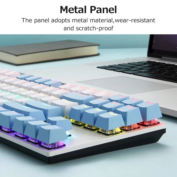 iBlancod K87 87 Gombos Vezetékes Mechanikus Gamer Billentyűzet - Pink + Fehér