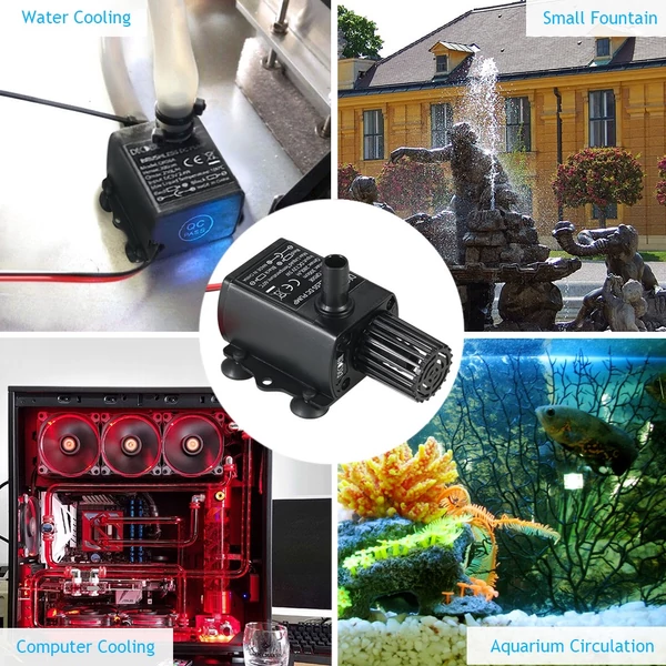 Decdeal DC12V 5W Ultra-csendes mini búvárvízszivattyú szökőkúthoz, akváriumi keringető 280 l/h Emelés 300 cm