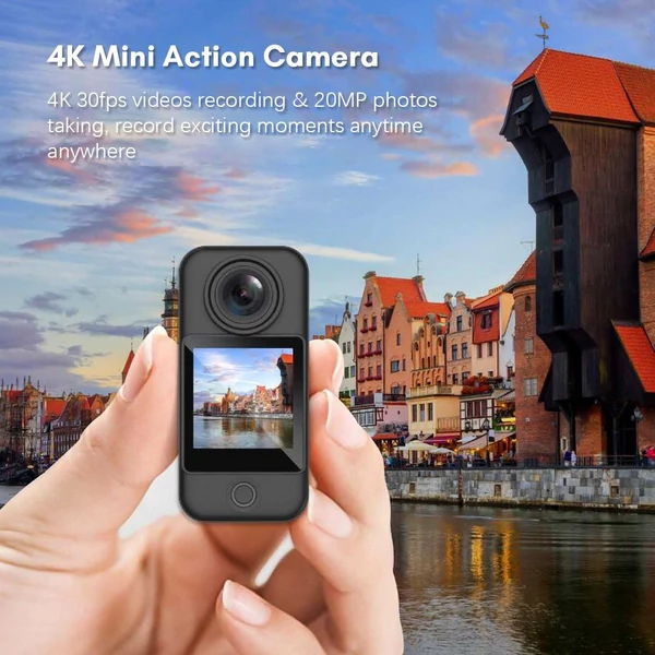 SJCAM C300 Pocket 4K 30FPS akciókamera 5G/2.4G WiFi sportkamera 1,33 hüvelykes érintőképernyő - Fekete