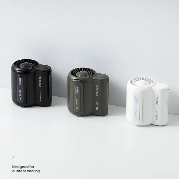USB újratölthető hordozható derékra akasztott ventilátor némítás lapát nélkül - Zöld