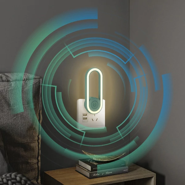 Ultrahangos LED éjszakai elektromos szúnyogölővel, poloskazár lámpa, nem mérgező - Zöld