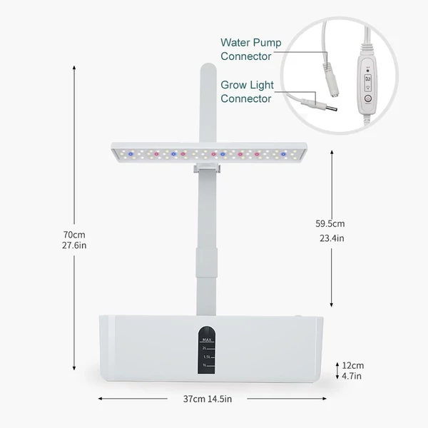 Intelligens hidroponikus beltéri termesztőrendszer 9 hüvelyes automatikus időzítés állítható 15 W-os LED növekedési lámpákkal 2 literes víztartály Intelligens vízszivattyú