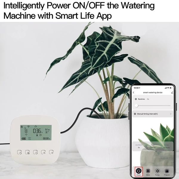 Tuya WiFi digitális intelligens automata mikro-csepegő öntözésvezérlő napelemmel az automatikus kerti öntözőrendszerhez, kompatibilis az Alexa Google Voice Control szolgáltatással