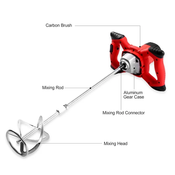 2100 W elektromos nagy teljesítményű, 6 sebességes, 800 fordulat/perc, kézi S-típusú betonkeverő habarcsokhoz, festék iszapos habarcshoz