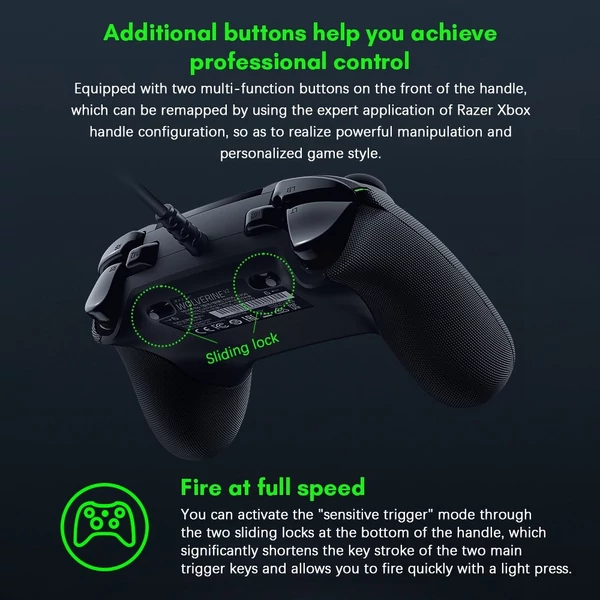 Razer V2 vezetékes kontrolleres játékvezérlő 3,5 mm-es audio interfésszel, kompatibilis az Xbox Series X|S és Windows 10 rendszerrel - Fekete