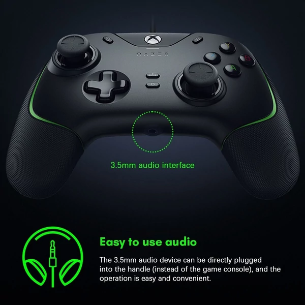 Razer V2 vezetékes kontrolleres játékvezérlő 3,5 mm-es audio interfésszel, kompatibilis az Xbox Series X|S és Windows 10 rendszerrel - Fekete