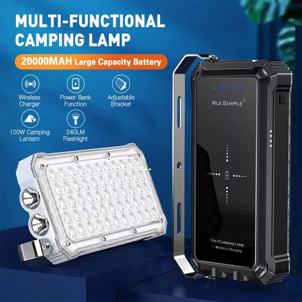 TOMSHOO LED kültéri kempinglámpás vezeték nélküli töltővel 20000mAh USB újratölthető