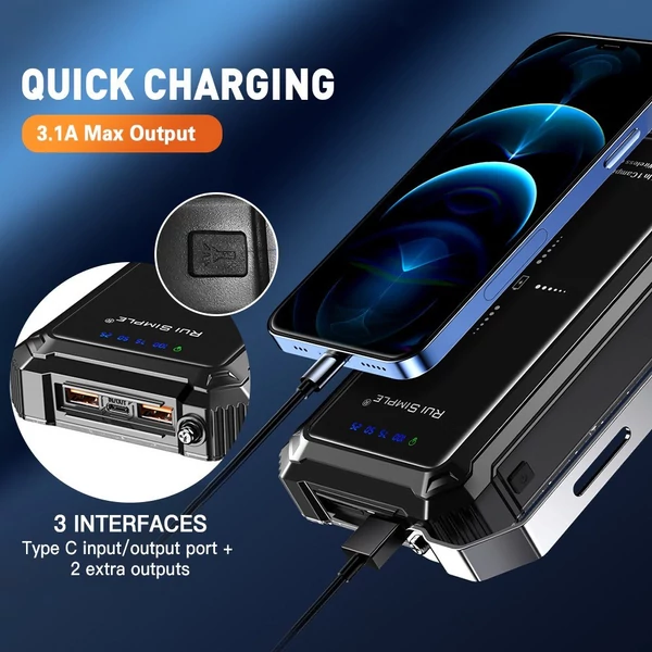 TOMSHOO LED kültéri kempinglámpás vezeték nélküli töltővel 20000mAh USB újratölthető