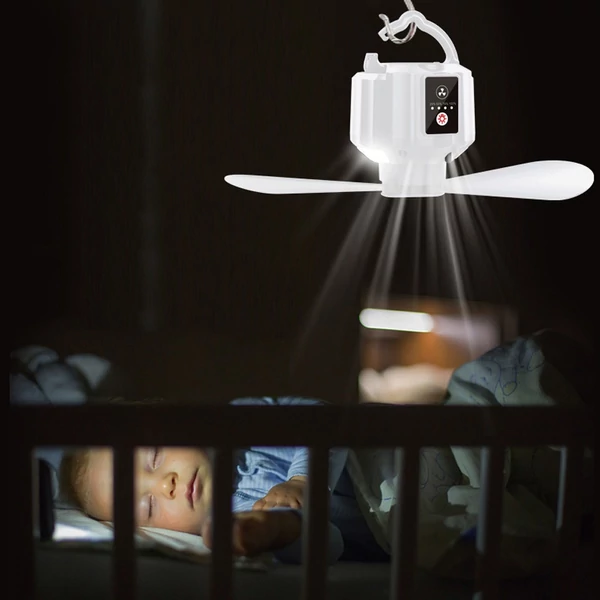 USB újratölthető kültéri kempingsátor mennyezetre akasztható ventilátor lámpa távirányítóval - Fehér