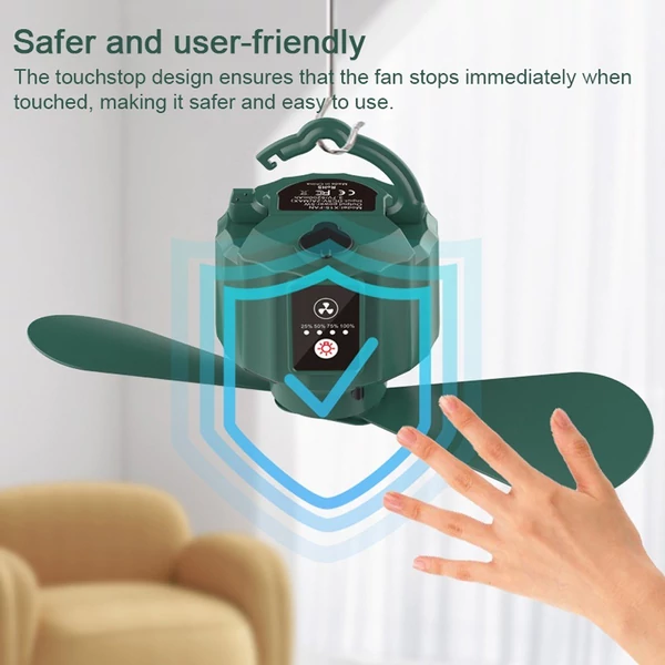 USB újratölthető kültéri kempingsátor mennyezetre akasztható ventilátor lámpa távirányítóval - Fehér