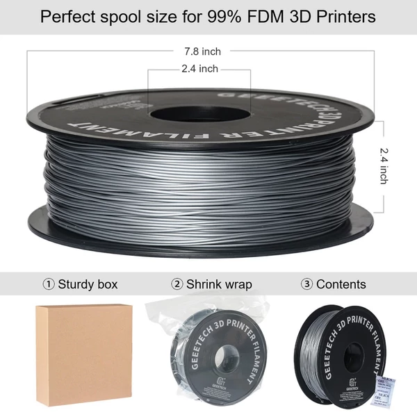 Geeetech PLA filament 3D nyomtatóhoz - Ezüst