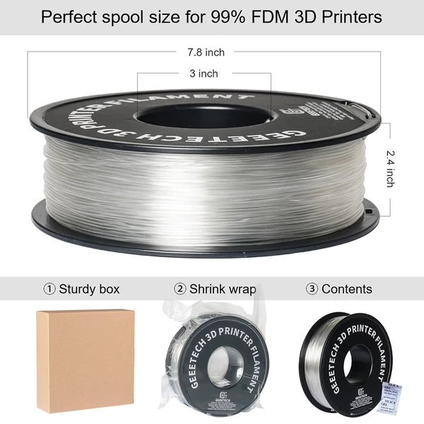 Geeetech PLA filament 3D nyomtatóhoz - Átlátszó