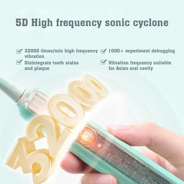 ShowSee Sonic Electric D3 fogfehérítő ultrahangos vibrációs intelligens fogkefe - Zöld