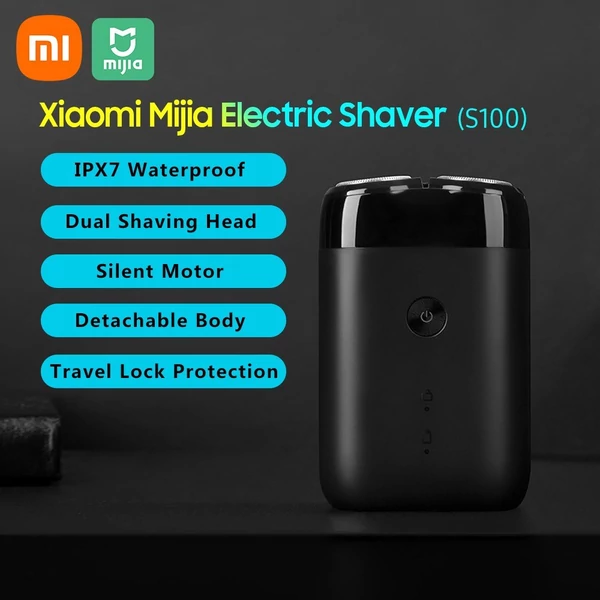 Xiaomi Mijia elektromos borotva S100 IPX7 vízálló férfi kettős lebegő borotvafejjel - Fekete