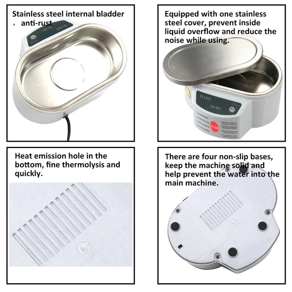 DADI968 Mini méretű háztartási digitális ultrahangos tisztító - 30W