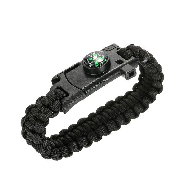 Kültéri eszközök túlélési paracord karkötők Többfunkciós ejtőernyős kötél tűzkő kaparó iránytű mentő síp
