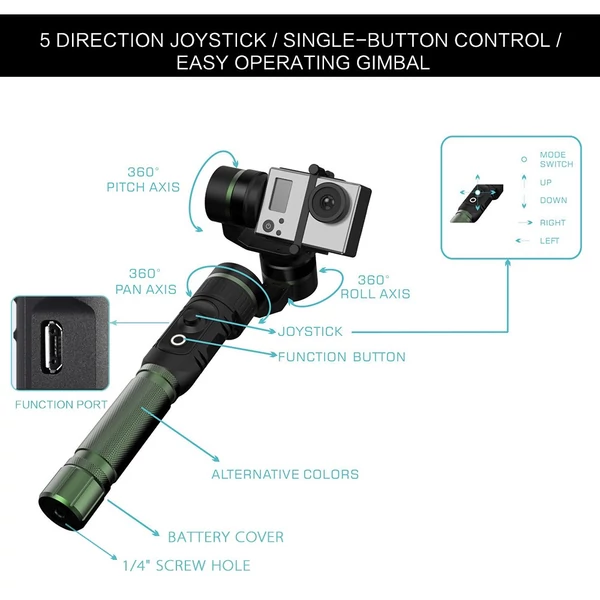 hohem HG3 3 tengelyes kézi gimbal akciókamera stabilizátor - Zöld