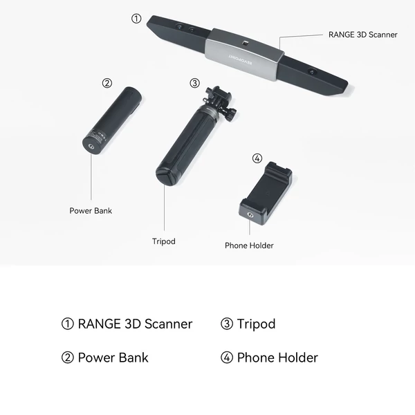 Revopoint RANGE 3D szkenner 0,1 mm pontosságú hordozható 3D szkennerrel