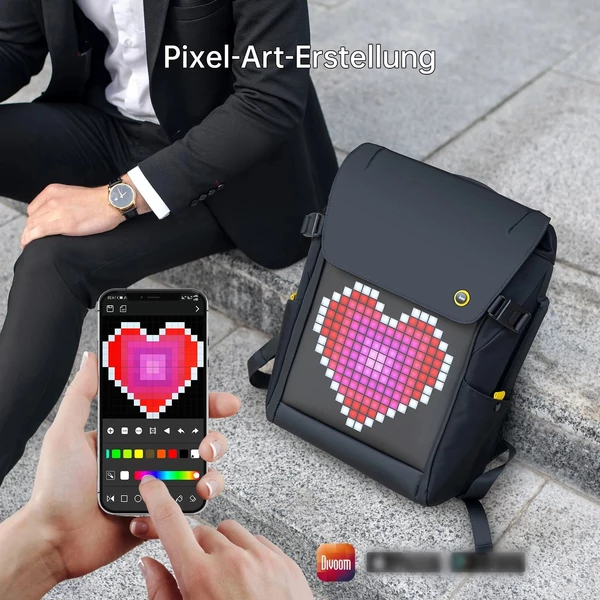 Divoom Backpack M LED képernyővel kültéri vízálló unisex hátizsák tevékenységhez, utazáshoz, egynapos kiránduláshoz