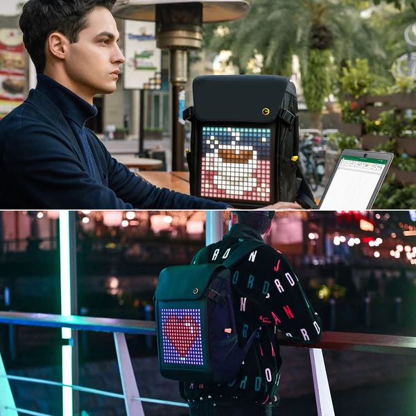 Divoom Backpack M LED képernyővel kültéri vízálló unisex hátizsák tevékenységhez, utazáshoz, egynapos kiránduláshoz