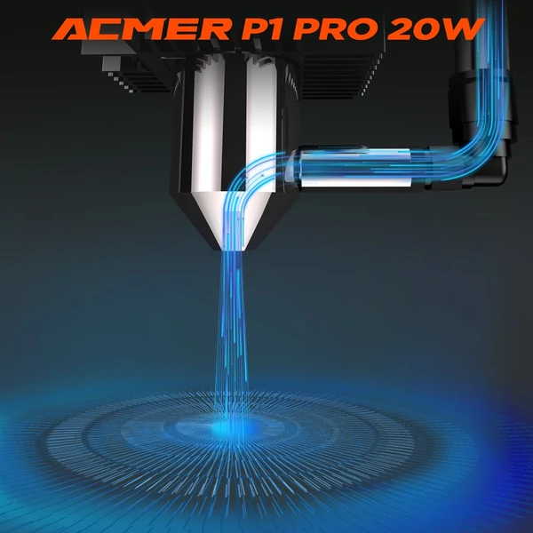 ACMER P1 20W lézergravírozó automata levegő-rásegítő rendszerrel 10000mm/perc