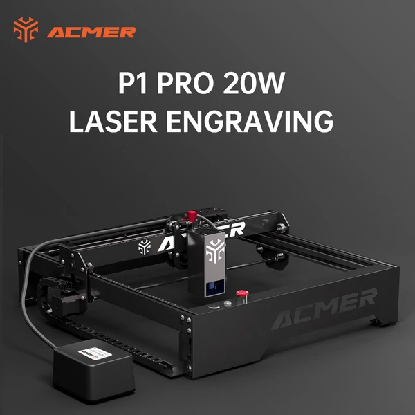 ACMER P1 20W lézergravírozó automata levegő-rásegítő rendszerrel 10000mm/perc