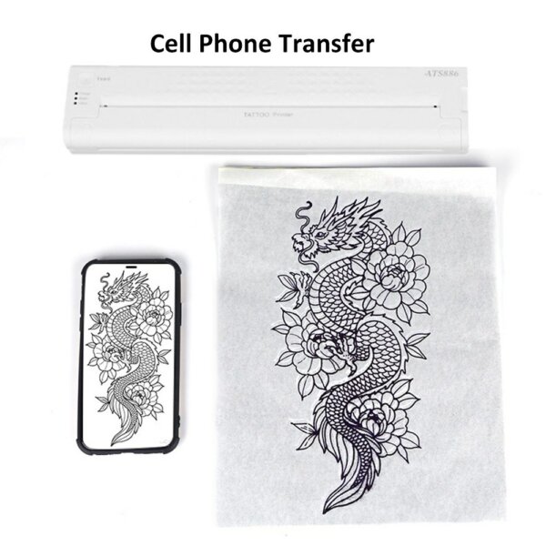 Vezeték nélküli újratölthető tetováló transzfer stencilnyomtató Android, iOS, telefon, PC kompatibilis - Fehér
