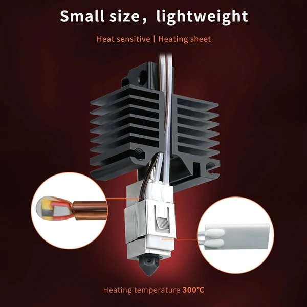 Továbbfejlesztett Hotend készlet bevonattal, réz fűtőblokk, hőtörés, magas hőmérséklet 300 ℃