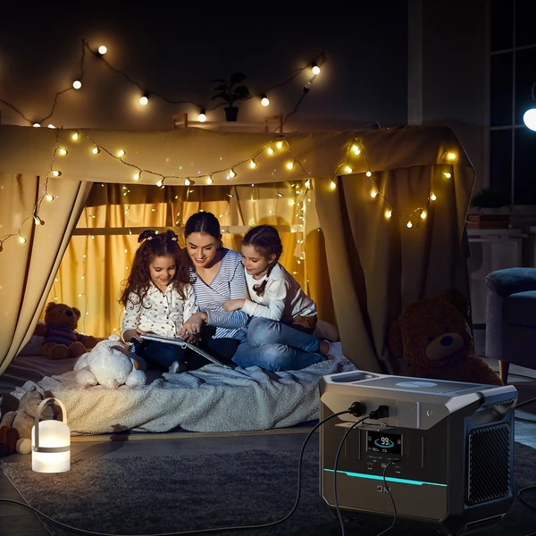 DaranEner NEO300 hordozható erőmű 268,8 Wh 300 W LiFePO4 akkumulátoros napelemes generátor LED fénnyel