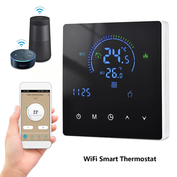 Intelligens termosztátos LCD kijelző érintőgombos programozható hőmérséklet-szabályozó elektromos fűtéshez (WiFi-vel)